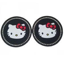 2pc Hello Kitty Universal Car Coasters Auto Cup Holder Coasters Non-slip Silver