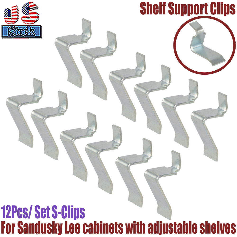 For Sandusky Metal Cabinet Shelf S-Clips 12Pcs Part Ref Sclipstr Adjustable US-image