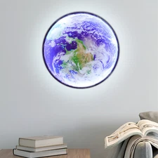 Led Earth Wall Lamp Light Round Fixture Wall Sconce Modern Bedroom Home Decor US