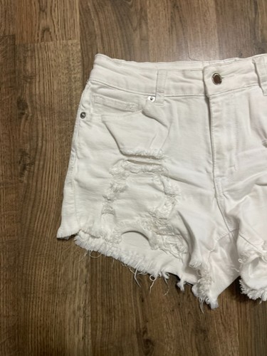 Hammer Jeans Shorts, Youth Girls Size Large, White Ripped, Cut-Off - Picture 3 of 12