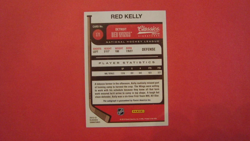 2012 13 Panini Classics Signature  #171 Red Kelly Autograph Detroit Red Wings - Image 2 of 4