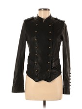 Joie Women Black Leather Jacket Xs