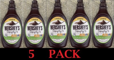 5x Hershey's SIMPLY 5 Genuine CHOCOLATE Flavor Syrup 21.8 Oz
