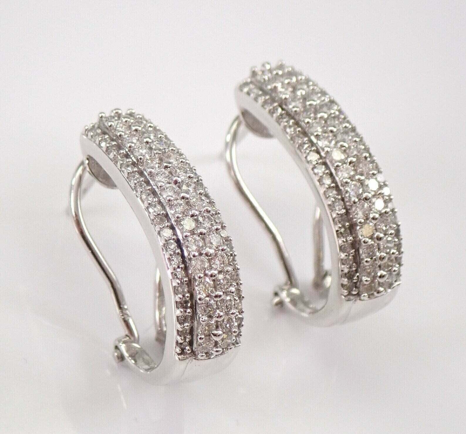 Silver & Simulated Diamond Large Hoop Earrings main image 1