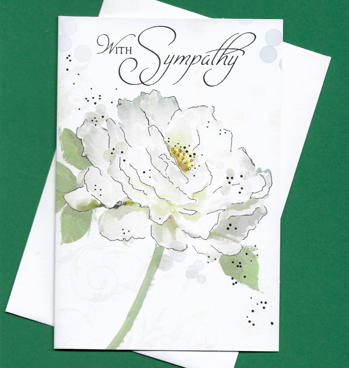 With Deepest Sympathy Card Condolence Bereavement Cream Flower Greeting 19x13cm