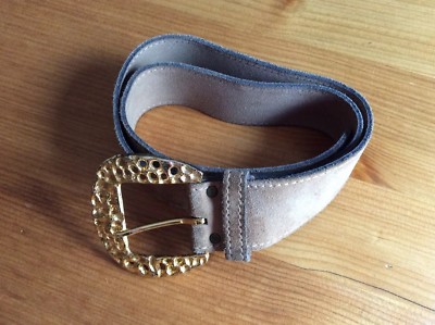 Vintage Calderon Belt Handmade Tan Suede Gold Buckle Womens 