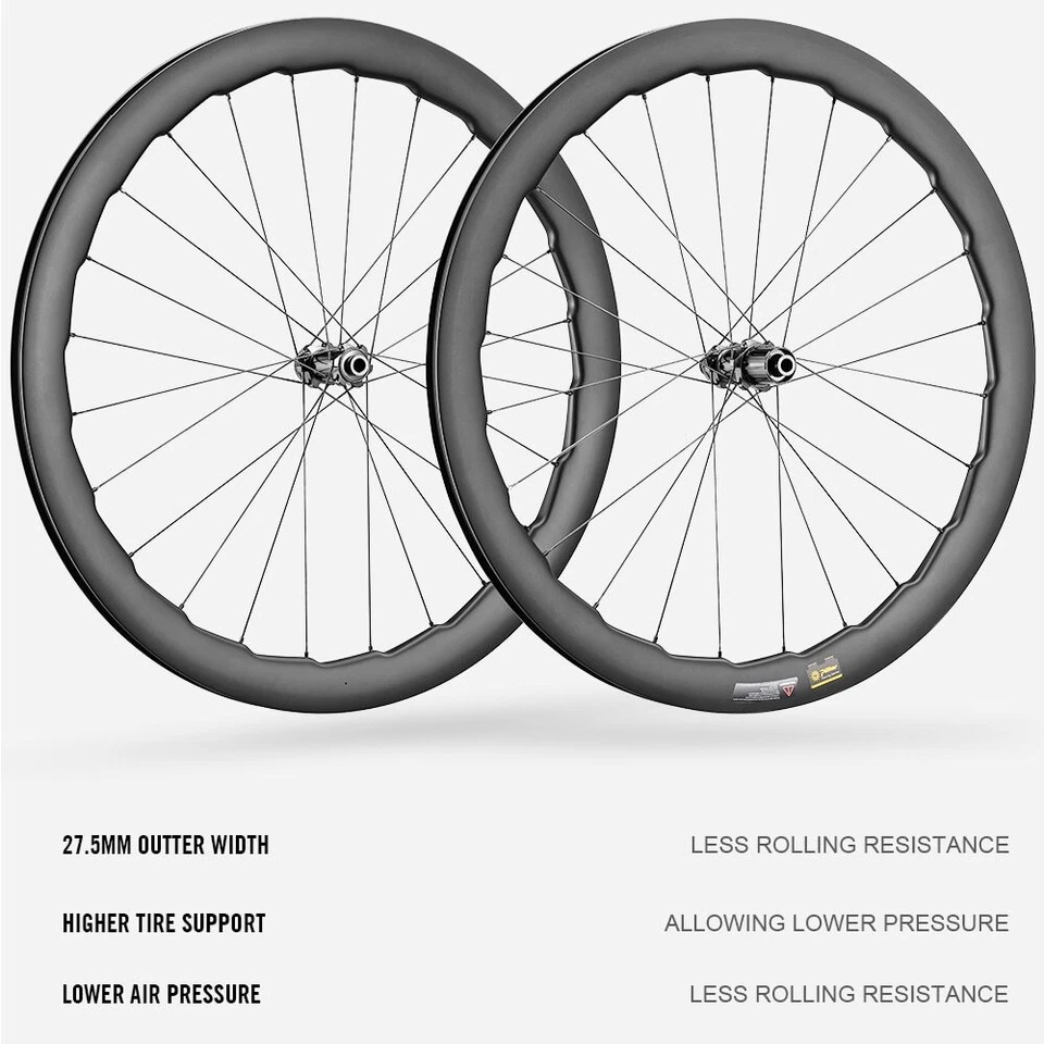 700C Kohlefaser Rennradräder Sinusförmiges Drahtreifen Schlauchlos 36T Ratsche - Bild 3 von 4