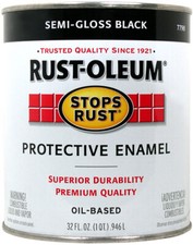 Rust-Oleum 7798-502 STOPS RUST Protective Enamel, Semi-Gloss, Black, 1 qt Can