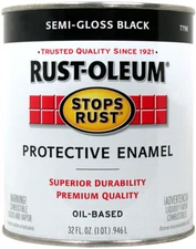Rust-Oleum 7798-502 STOPS RUST Protective Enamel, Semi-Gloss, Black, 1 qt Can