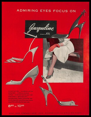 1954 Jacqueline Shoes By Wohl Vintage PRINT AD Admiring Eyes Focus On Fashion