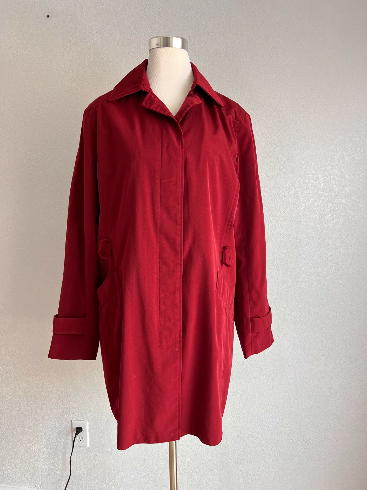 red burberry rain jacket
