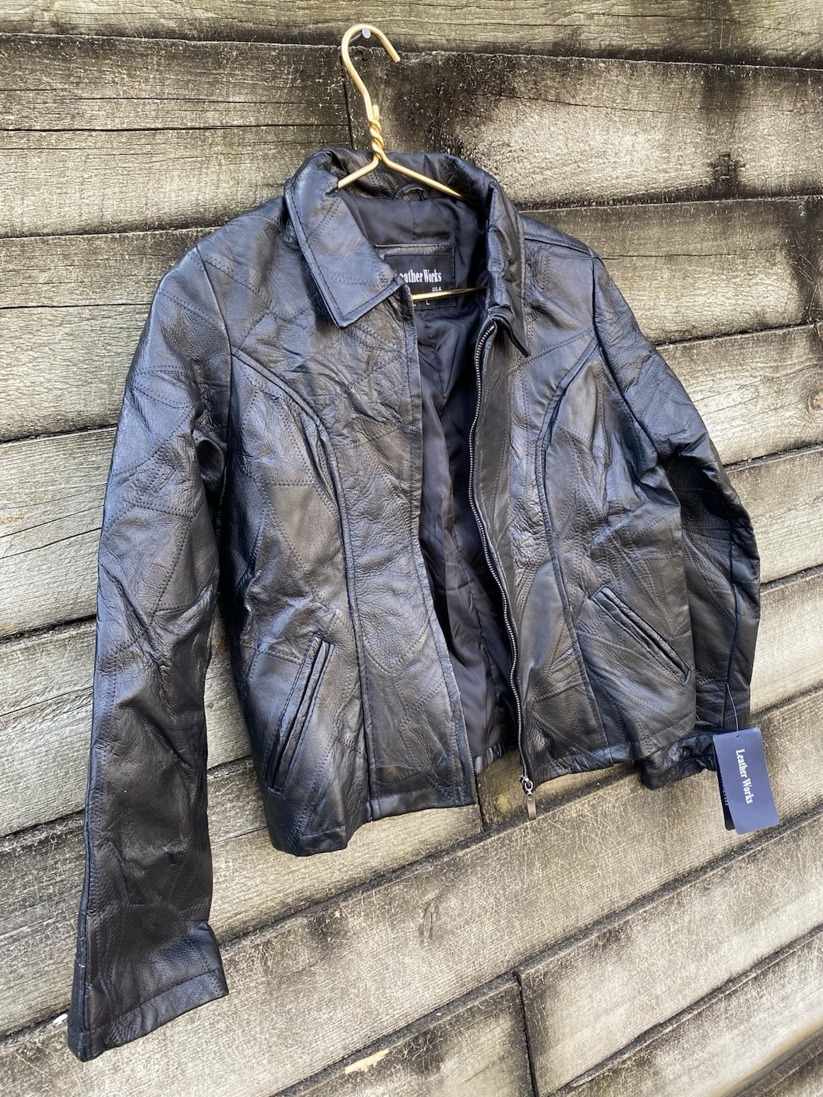 Leather Works Genuine Jacket Patchwork Motorcycle… - image 7