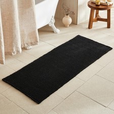 TYUU Black Long Bathroom Rug, Waffle Runner Rug 2' X 5' Runner ,