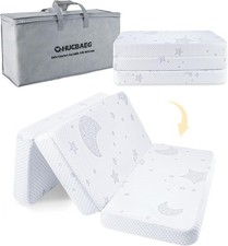 Trifold Pack and Play Mattress,38"x26" N 38x26, Mattress Fold White-4