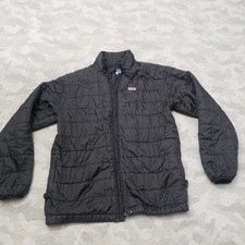 Patagonia Nano Puffer Jacket Youth 12 Black Full Zip Pockets Long Sleeve