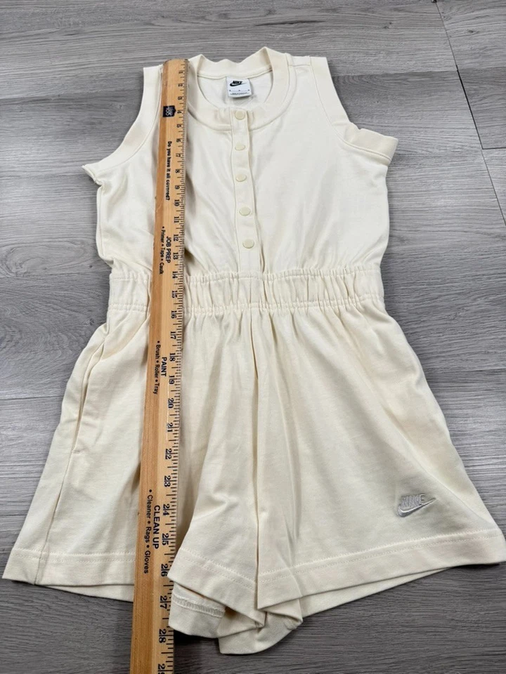 Nike Детский комбинезон M бежевый белый Swoosh спортивная одежда слоновой кости большая девочка эластичной - Изображение 4 из 4
