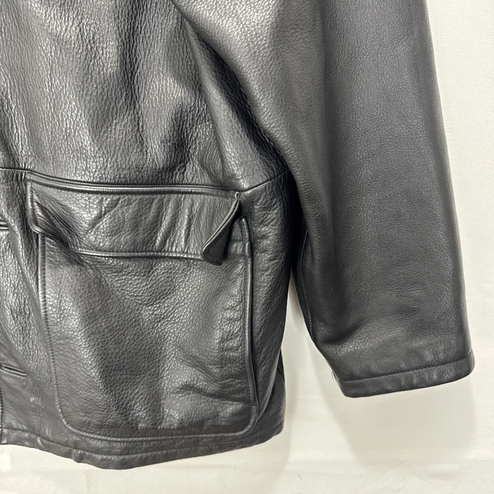 Винтажный поле Gear кожи Bomber куртка тяжелая мужская Sz M/L высокий полный молнии кнопки - Изображение 4 из 4