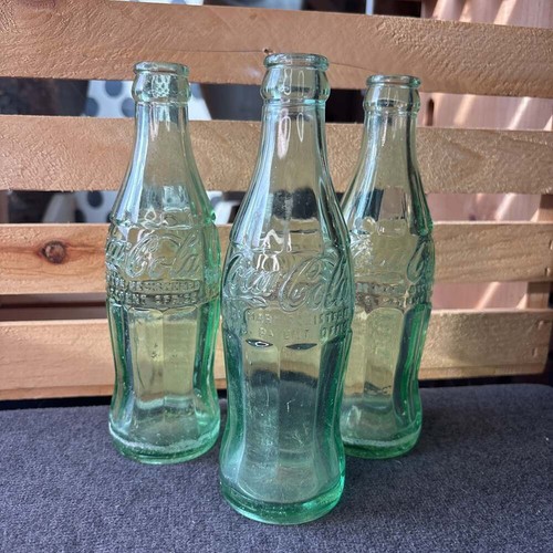Vintage Green Glass 6oz Coca-Cola Hobbleskirt Bottle 2 Louisville 1 Lexington KY