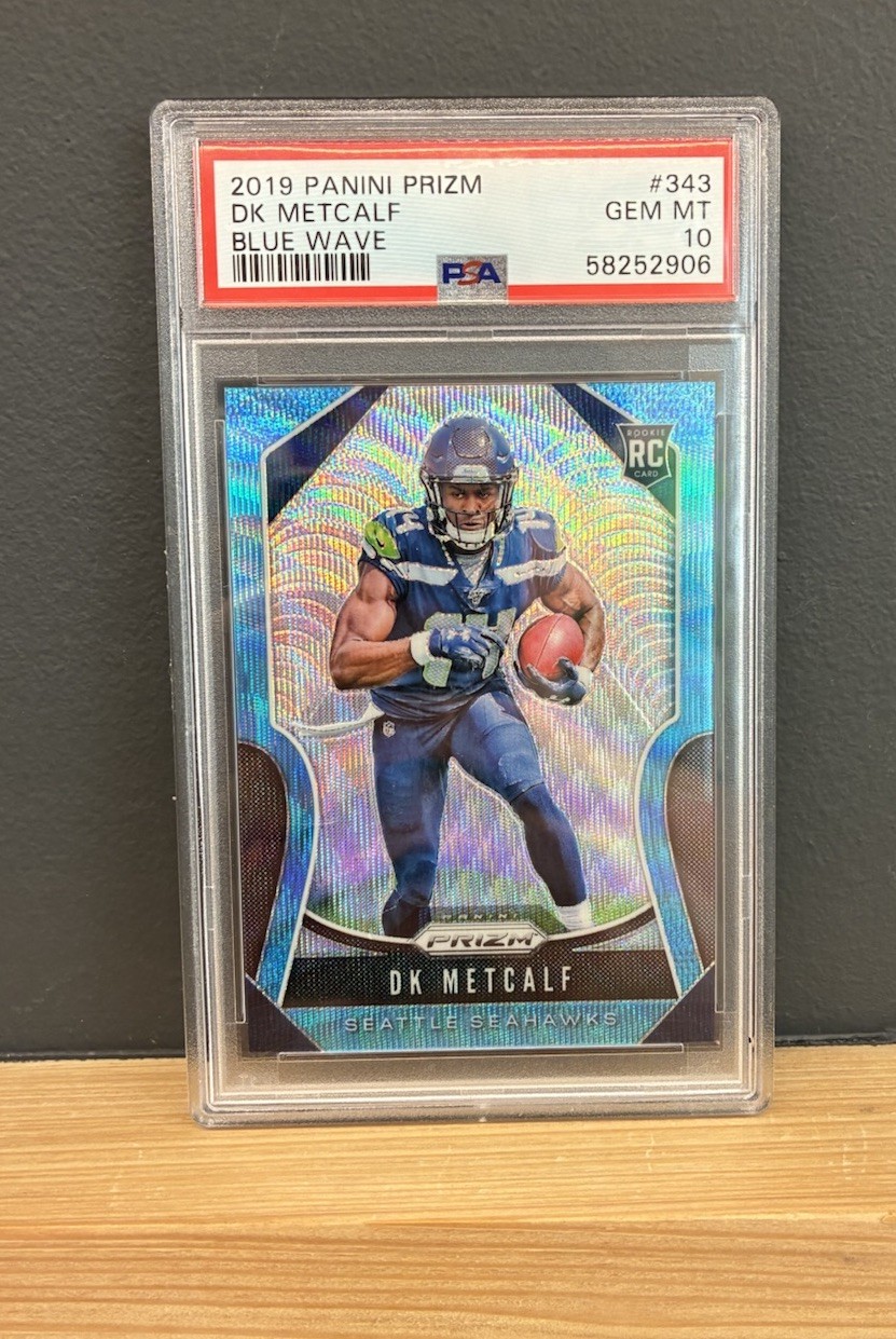 2019 Panini Prizm DK Metcalf Blue Wave Prizm /199 (RC) PSA 10