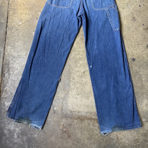 Vintage 1950s Denim Blue Jeans Pants Dungarees High Waist Carpenter Sportswear - Picture 15 of 15