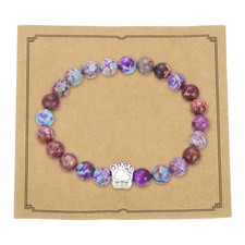 Stone Paw Bracelet,Paw Print Dog Mom Memorial Bracelet,Dark Purple