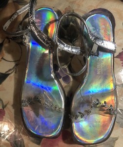 Kenneth Cole Reaction Silver Girls Heels Shoes Dress Wedding Formal Size 1