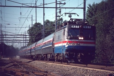 AMTK 937 AEM-7 #20 ODENTON MD (AMTRAK) ORIGINAL SLIDE 08-26-84 T5-12