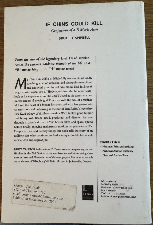 Bruce Campbell * Advance Uncorrected PB Proof * If Chins