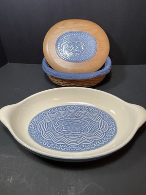 Longaberger American Craft ACO Cornflower Oval Baker Dish & Casserole Basket Lid