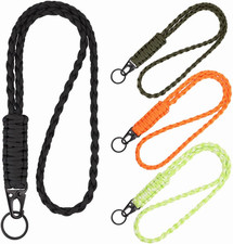 4 Pieces Heavy Duty Braided Paracord Lanyard Keychains with Whistles   Outdoor S