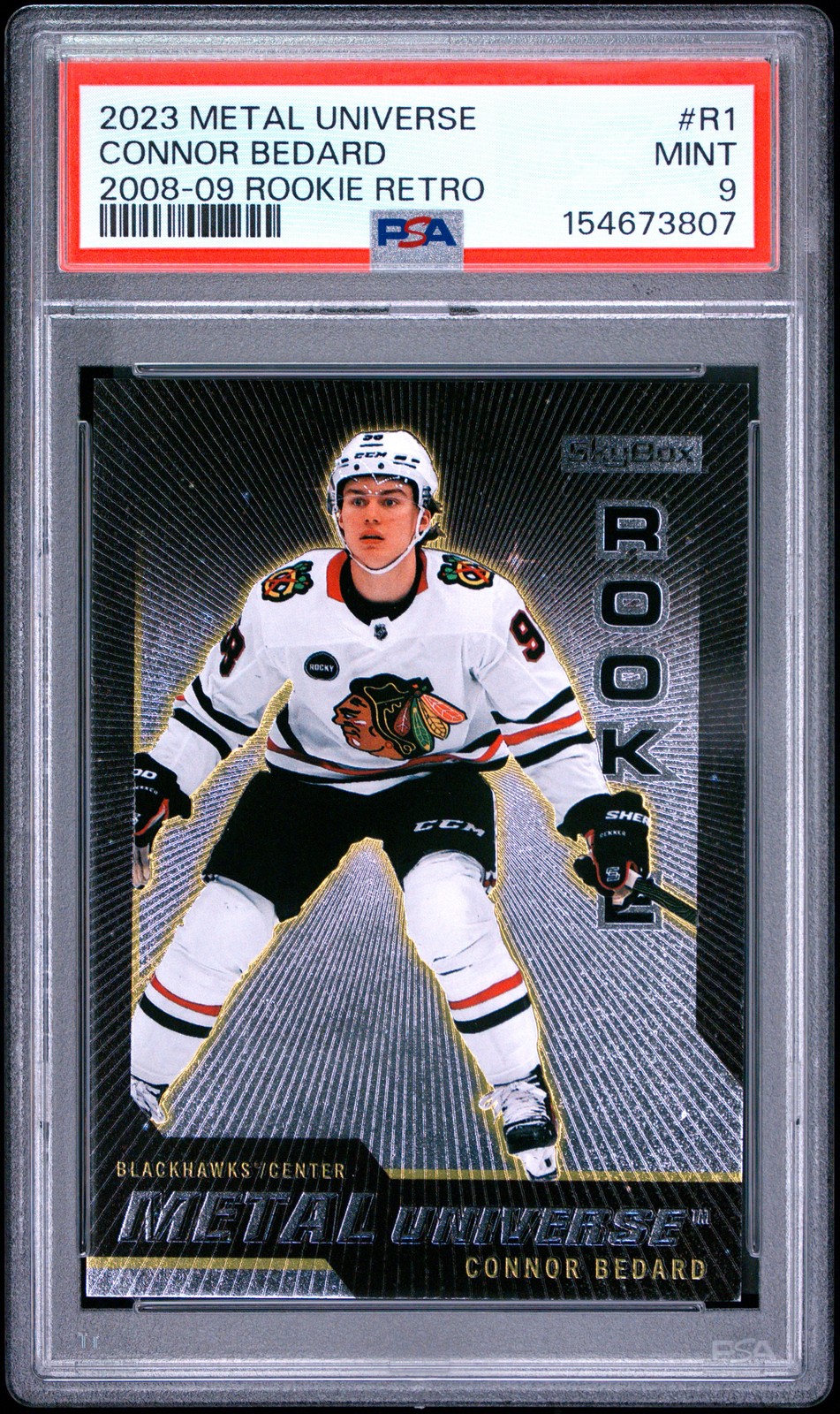 2023 SKYBOX METAL UNIVERSE 2008-09 ROOKIE RETROS #R1 CONNOR BEDARD RC PSA 9 view 1