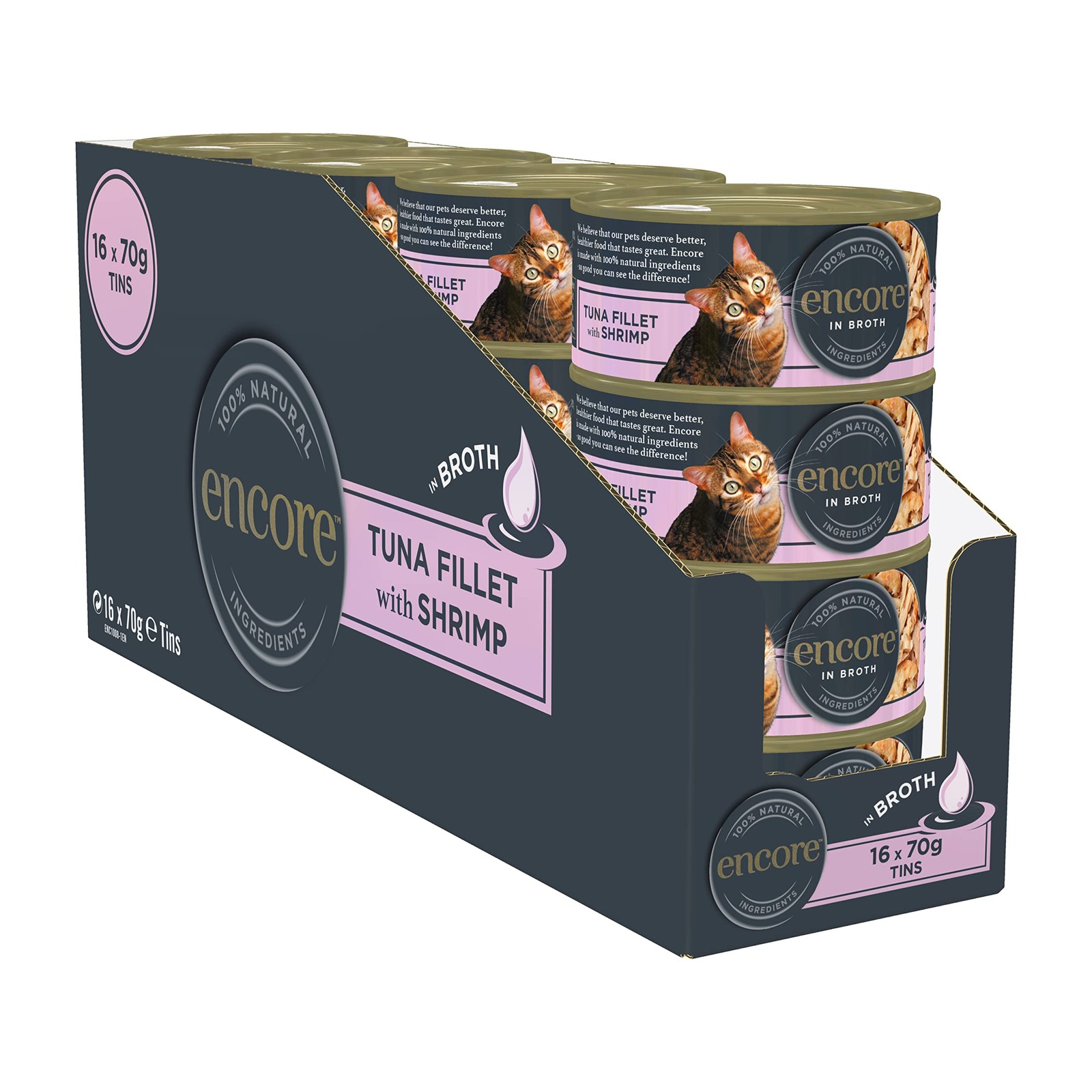 Encore 100% Natural Adult Wet Cat Food, Tuna with Shrimp in 70 g (Pack of 16) - Image 6