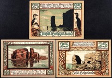 HELGOLAND 1921  Lange Anna  3x25 Pfennig w/red seal German Notgeld Heligoland