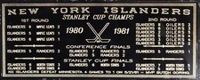 New York Islanders 1980-81 Stanley Cup Champions 4X10 Engraved Plate With Scores