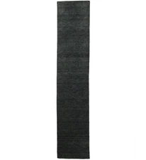 Solid Charcoal Hand-Loomed 3X12 Gabbeh Wool Runner Rug Oriental 2'5x11'10