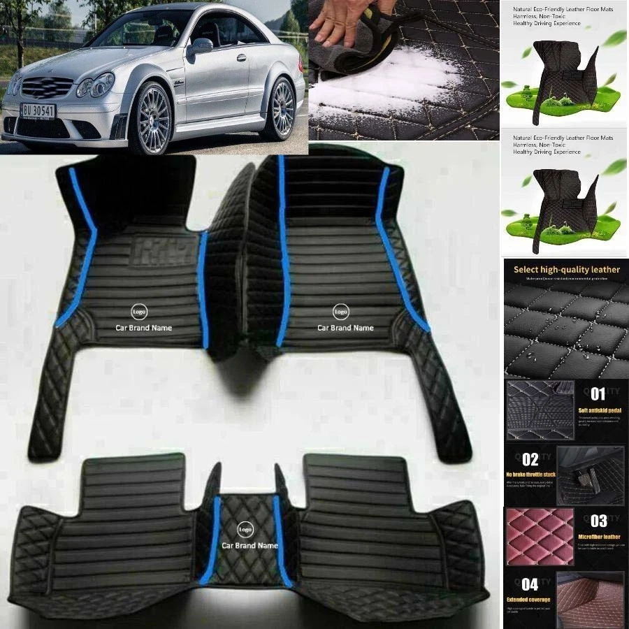 For Mercedes Benz CLK Car Floor Mats Anti-Slip Carpets Handmde Liners Foto 4 de 4