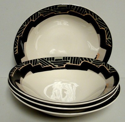 Sango DIMENSION BLACK Soup Cereal Bowls  SOLD IN SET OF FOUR