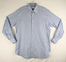 Brioni Dress Shirt Men's 41/16 Blue Striped 100 Cotton Made Italy