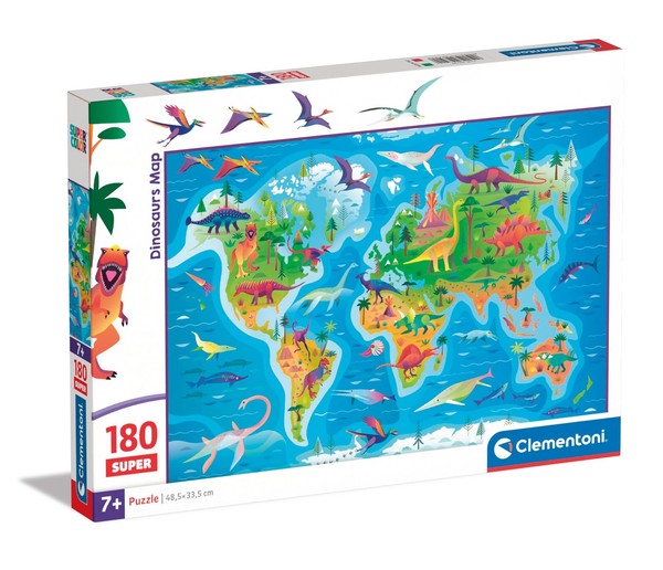 Clementoni Supercolor Dinosaurs Map Puzzle - Puzzle 180 Teile Ab 7 Jahren - Bunt-image
