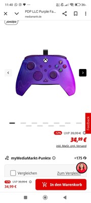 PDP LLC REMATCH Fortgeschrittener Kabelgebundener Controller Purple Fade für PC