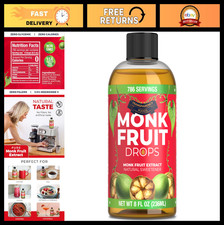 100 Pure Monk Fruit Liquid Sweetener - Zero Calories, Non-GMO, 8oz 786 Serving