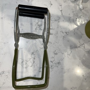 Vintage Earthgrown Canning Jar Lifter Green Cushion Coated Wood Handles