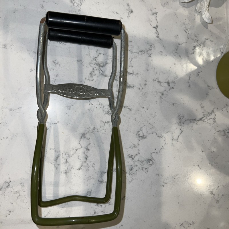 Vintage Earthgrown Canning Jar Lifter Green Cushion Coated Wood Handles