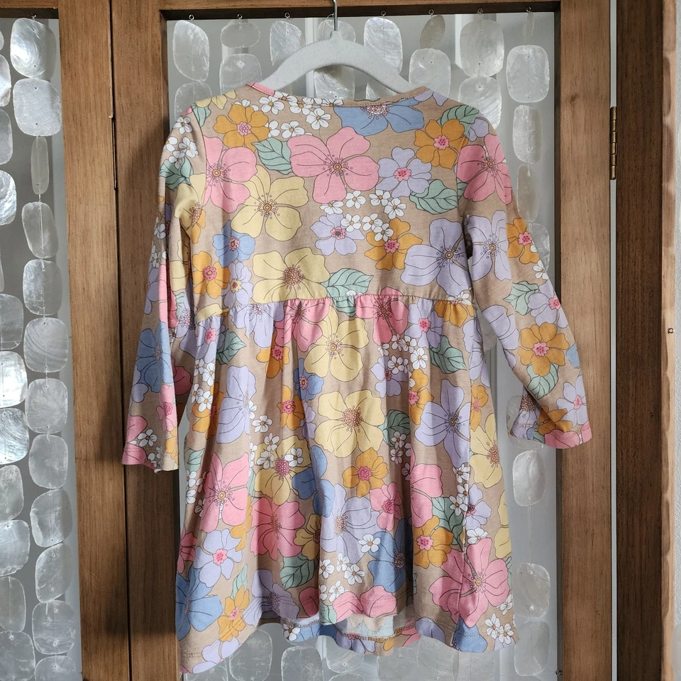 Vestido H&M Algodón Jersey Boho Floral Niñas Talla 3T 4T Play Vestido Cottagcore Foto 2 de 4