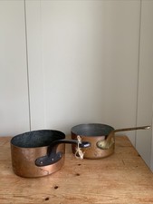 Pair of Vintage Copper Saucepans for Refurbishment