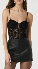 ASTR The Label Structured Lace Bodysuit Black Size Small Underwire