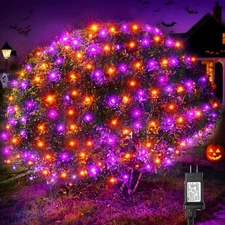 BlcTec Halloween Net Lights Outdoor 200 LED Orange Purple Waterproof Party Decor