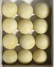 Group Lot (12) Marble King Frosted Marbles “Aged Ivory”, Approx 5/8” Caramel Run