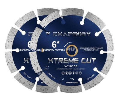 RHAPSODY 6 Inch Diamond Saw Blade 2Pcs, Segmented General Purpose Blade Dry/W...