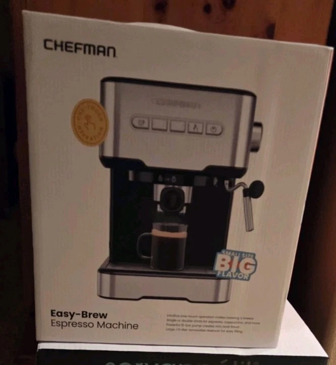 Chefman Easy Brew Espresso Machine NEW in Box Stainless Steel Never Opened